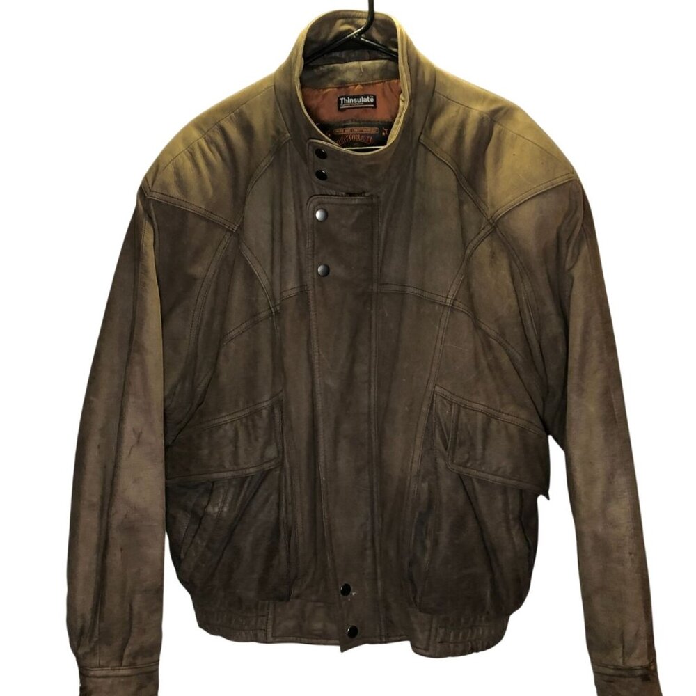 Wilson Leather Men’s Brown Leather Jacket Size XL Snaps Adventure Bound Series